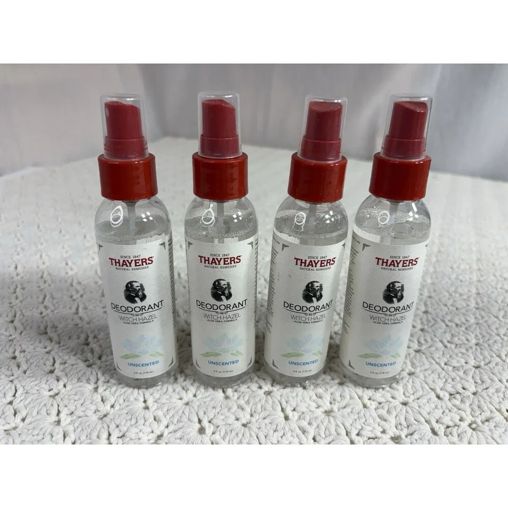 Lot Of 4 NEW Thayers Unscented Witch Hazel Deodorant Aloe Vera Formula 4 oz each